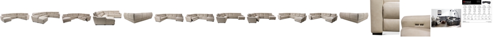 Furniture Gabrine 6-Pc. Leather Sectional with 3 Power Headrests and Chaise, Created for Macy's
